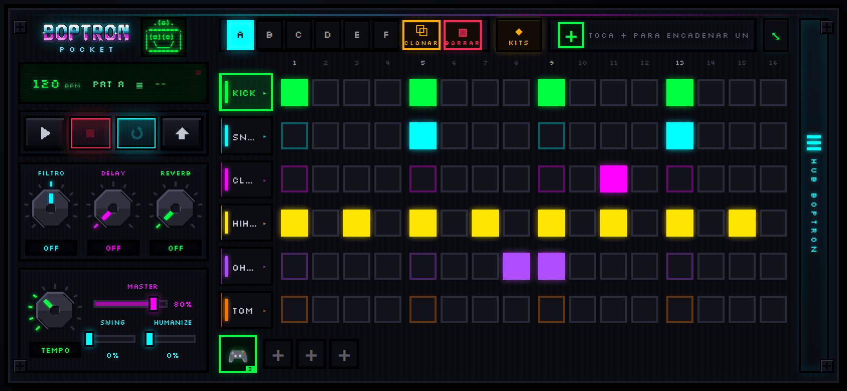 Boptron Pocket — a 16-step groovebox running on a phone